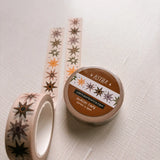 Removable Washi craft tape for journaling and gift wrapping; featuring whimsical celestial stars on a cream background.

15mm x 10m
Shrink wrap packaging with label