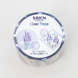 Cinta adhesiva transparente con la historia del sello de lavanda 