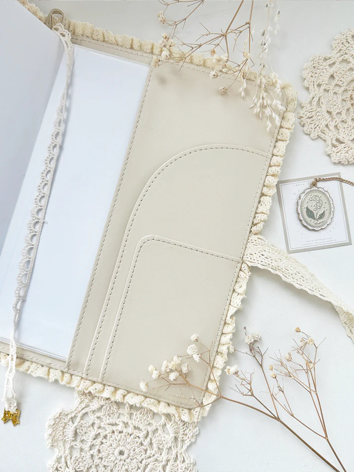teddy bear&nbsp;notebook cover. sewn together with careful craftsmanship. cover is beige, soft, &amp; plush. it feels cozy &amp; comfy, like cuddling with a teddy bear in your pjs. lined with lace ruffles for that extra romantic touch. meant to protect your notebooks &amp; a keepsake for your beloved stationery :)

♡ size: standard B6 - around 127mm x 175mm (give or take a few mm)&nbsp;- reach out for your specific notebook! i will measure for you <3

♡ compatible with: all B6 sized leelajournals noteboo