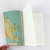 Linen Map Travel Notes with Blue Cloth Binding