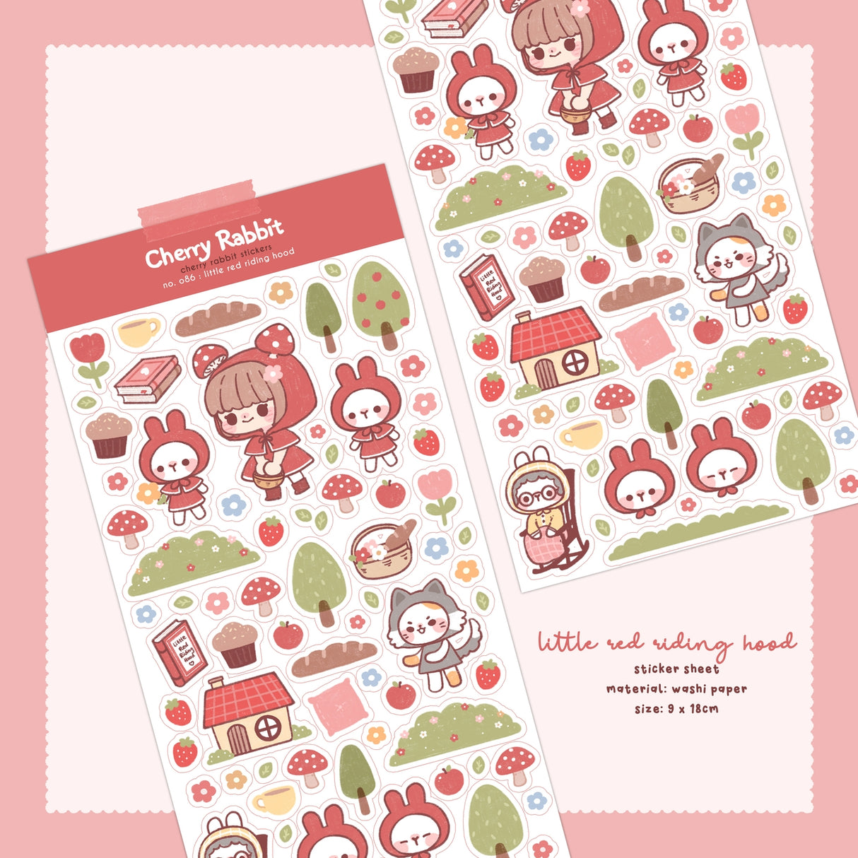 Cherry Rabbit - Little Red Riding Hood Sticker Sheet 086