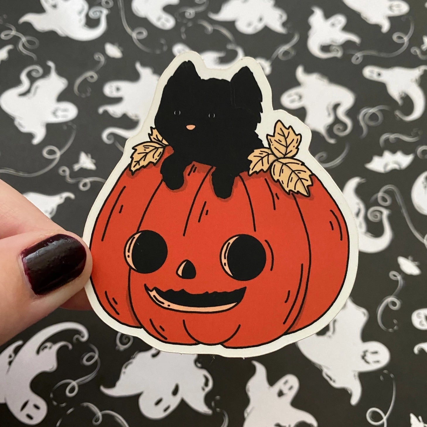 Little Spooky Studio Vinyl Sticker - Black Cat

A lil black cat playing in a pumpkin.&nbsp;

3in wide
Waterproof
Matte finish