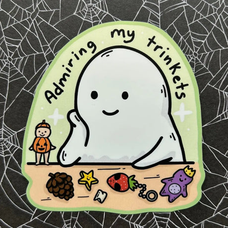 Little Spooky Studio Vinyl Sticker - Trinket Admirer

3 inch matte sticker of a little ghost admiring their trinkets!

3in wide
Waterproof
Matte Finish