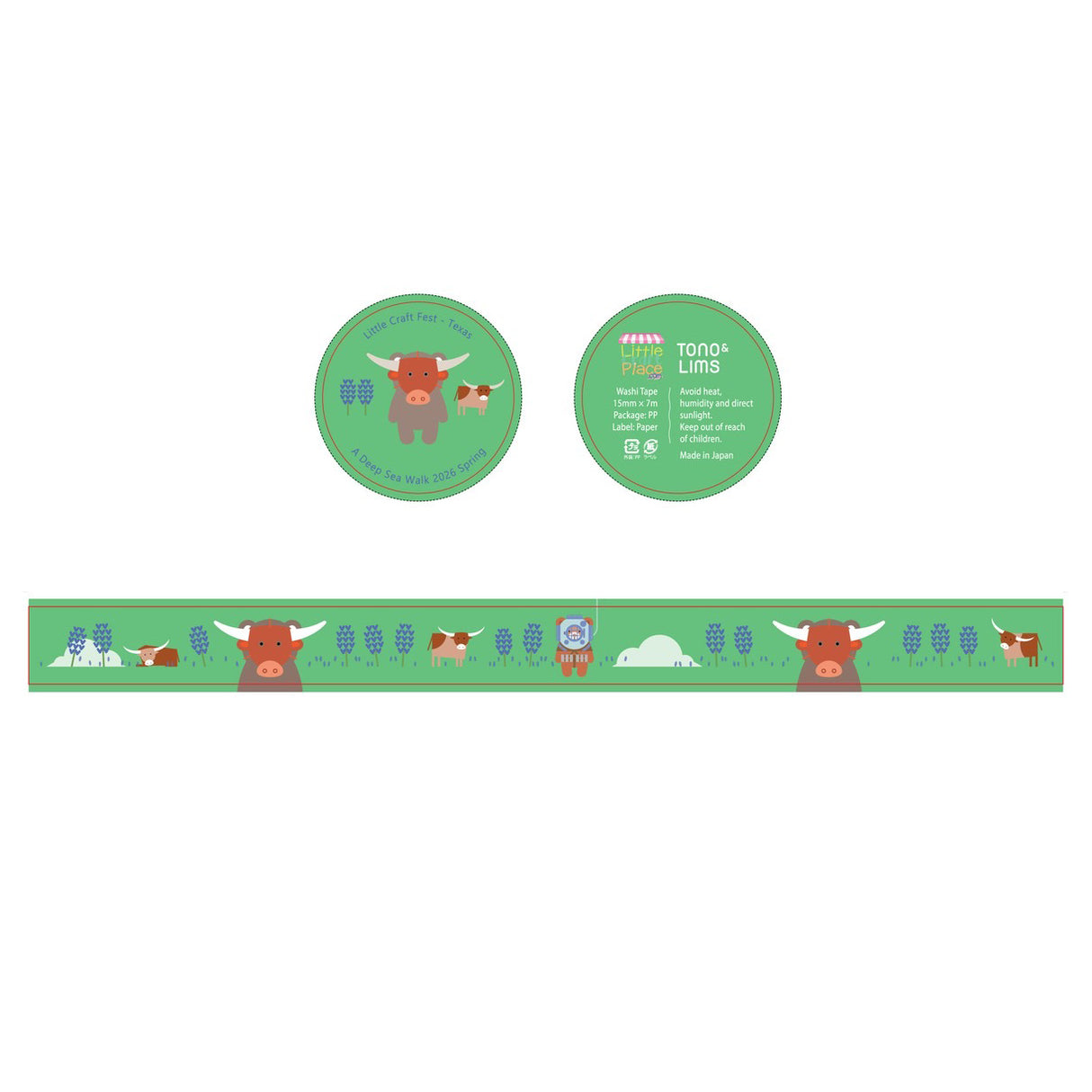 Little Craft Fest X TONO & LIMS Exclusive Washi Tape - Longhorn Prairie