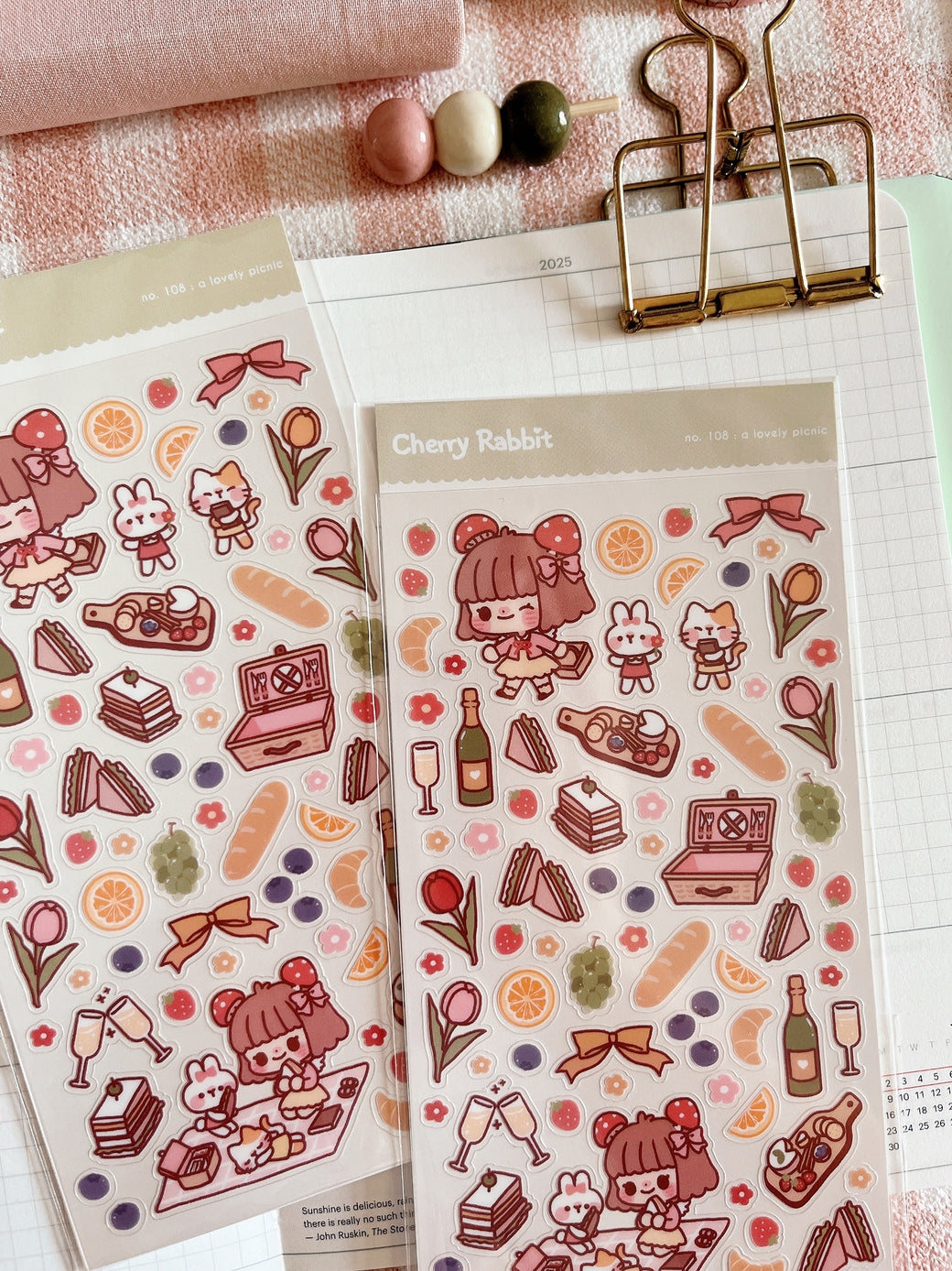 Cherry Rabbit - Lovely Picnic Sticker Sheet