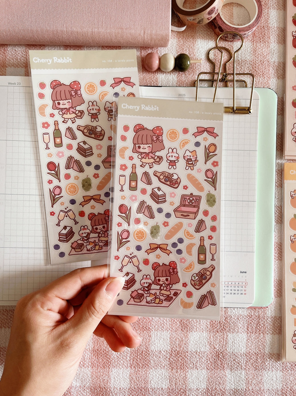 Cherry Rabbit - Lovely Picnic Sticker Sheet