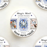 Who wouldn't want to get some mail delivered by owl or werewolf or a sweet witch on a broom? These designs were made with the idea of postage from a magical world where the mail was delivered in a much more interesting way.

Measuring 25mm in width, this tape is the perfect accessory for adding a touch of magic to your projects.