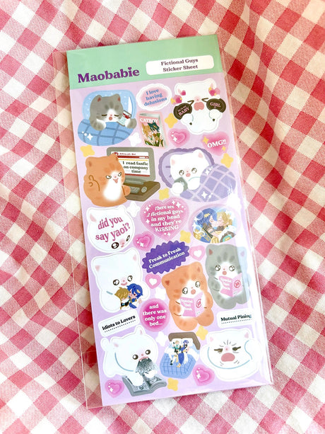 As Maobabie, we present our Sticker Sheet - Fictional Guys, crafted with love by our indie artist, Jennie. Printed on matte vinyl paper, this sheet measures 210mmx170mm, making it an ideal size for decorating your phone, laptop, or any other surface. Get ready to experience our cute and soft illustrations, bringing a touch of charm to your everyday items. With Maobabie, it's all about adding a dash of whimsy to your world.

Includes one (1) sticker sheet