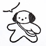 A stamp by illustrator Mariko Fukuoka.
A dog holding a pochette is taking a stroll. It also looks cute when you add speech bubbles.