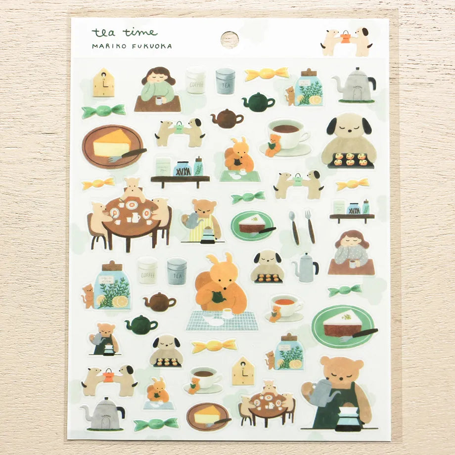 This cute sticker designed by illustrator Mariko Fukuoka looks like a delicious aroma might waft through the air at any moment. Freshly baked cookies served with coffee brewed by a bear barista.


Printed on PET material, the stickers have a smooth, durable finish that’s easy to peel and place - great for both everyday use and special projects.

✨ Product Details

Smooth, durable PET sticker material
Perfect for planners, journals, scrapbooking, and cardmaking
Backing Sheet Size: 141 × 188 mm
Sticker sheet 