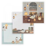 Relaxing Animals Day A note depicting each day of the animals living leisurely.
I drew a penguin enjoying reading in the study with candles and lights
It is a fun design that can be used according to your mood with two pattern assortments.

100 × 100 mm in height and 100 mm
2 patterns
80 Sheets