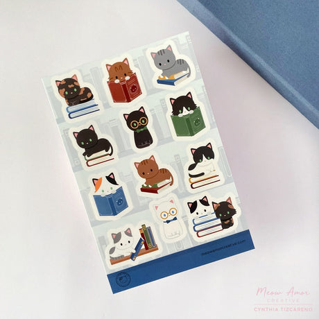 Meow Amor Creative Book Cats Sticker Sheet