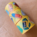 Printed paper tape, perfect for any time you’d use regular tape, only cuter! Use it in planners, journals, scrapbooks, or for sealing and decorating mail. Easily peels off and leaves minimal residue on most surfaces. A perfect gift for the stationery lover in your life - or you!

Original design by Cathy Kwan

Dimensions: 30mm x 10m

Includes one roll of washi.