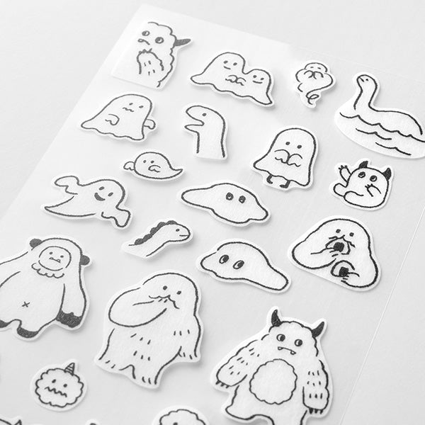 The "monster pattern" is a collection of illustrations inspired by UMA, such as slime, yeti, Bigfoot, and Nessie with a loose touch.



A wide variety of sticker designs to use with your notebook

These peel-and-stick washi stickers will make your daily records more fun. Simply stick them freely on the margins of your notebook to create a gorgeous page. It comes in a set of two stickers, each with a different design. It is a masking sticker type, so you can easily reapply it after applying it.
