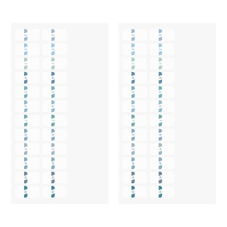 Midori Chiratto Index Tab will bring cute varying shades of blue to your planner's indexing. Thanks to its removable adhesive, the sticker can be removed easily and cleanly. You can use the numbers from 1 to 12 to mark the months of your planner.

One pack contains 4 sets of 12 numbered index tabs (48 index tabs in total).
