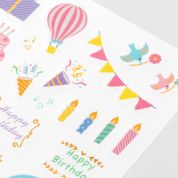 Midori Sticker Sheet - Anniversary Birthday


"Anniversary Stickers" are stickers that decorate birthdays and other anniversaries in a lively manner. In addition to monthly blocks, it can also be used as a point such as a weekly page or diary. The "Birthday Pattern" can be used to decorate birthdays with gorgeous stickers filled with foil. If you use a combination of large stickers such as cakes and decorative stickers, it will be more lively!
