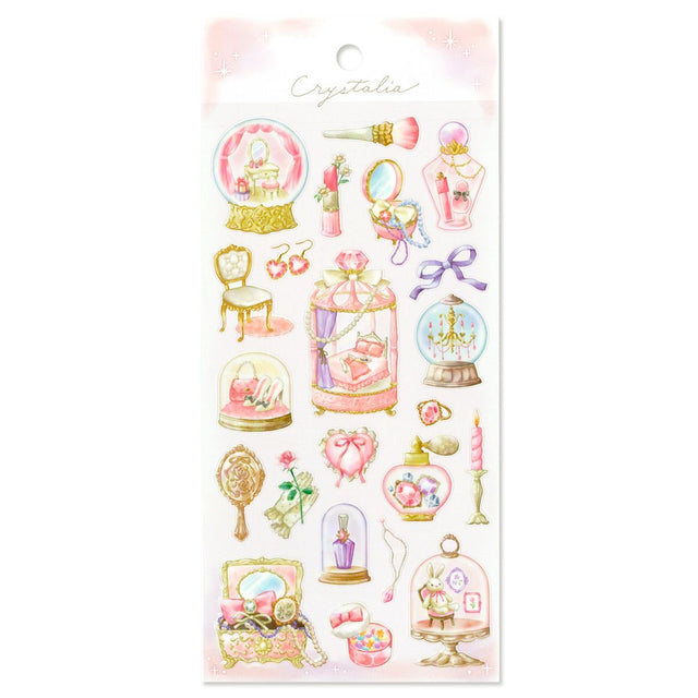 This is an illustration sticker that traps a fantasy world view and motif in a glass container like a snow globe or terrarium. It is a sparkling hologram specification.

• This package includes 1&nbsp;sheet of sticker
• Material: Transparent PET Hologram Lamination
• Package measures approx. H202 x W93 x D1mm
• Made in Japan