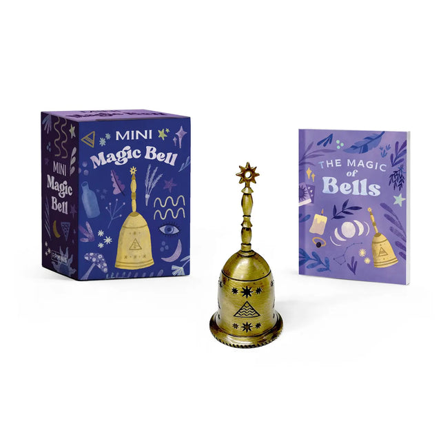 Cleanse your space, summon change, and attune your energy with the Mini Magic Bell.

Real metal bell: This enchanting set includes a 3-inch pure brass magic bell imprinted with symbols of the four elements (Water, Air, Fire, Earth).
Enliven your altar and enhance your rituals: The bell can be displayed on a witch’s altar or rung to cleanse the energy of their space and power their magic.
Includes book: Also included is a 40-page, fully illustrated mini book of rituals and spells using the bell, as well as i