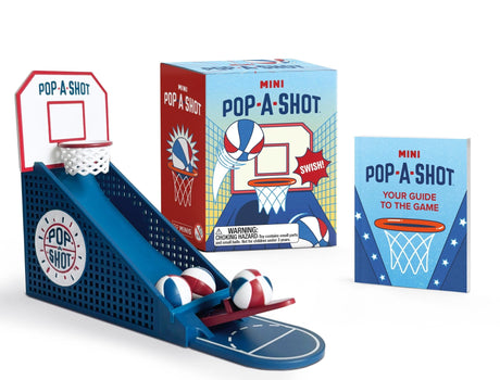 Perfect for your home or office, take a shot with this mini version of the classic basketball arcade game, Pop-A-Shot!

Specifications: Includes an easy-to-assemble mini Pop-A-Shot machine (4 inches tall) and 3mini basketballs 

Illustrated mini book included: 40-page mini book on Pop-A-Shot game history and rules 

Portable: Mini size is perfect for a desktop or taking on the go 

Perfect gift: An ideal collectible for fans of desktop games and arcade players of all ages 

Officially licensed: An authentic