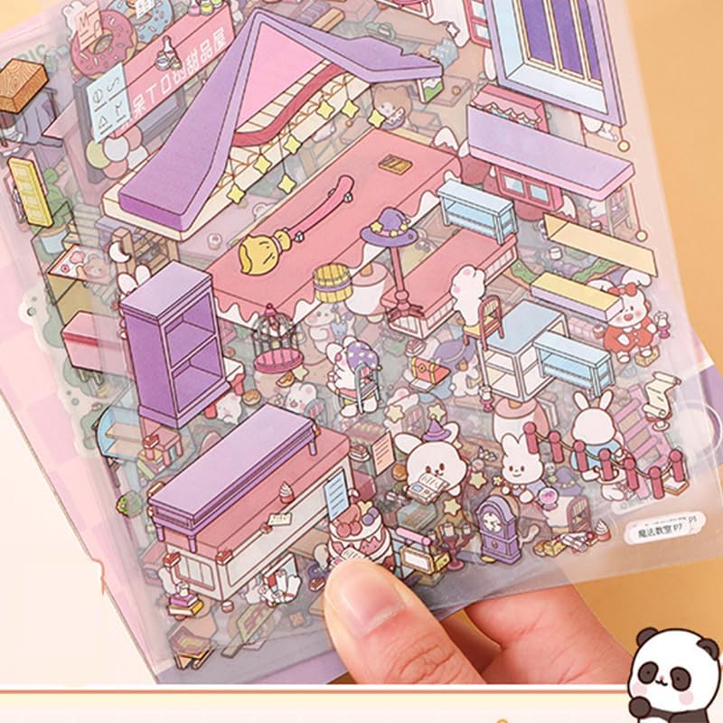 Unleash your creativity with these 3D scene stickers! Perfect for kids and adults, you can design your own miniature house scenes with six unique backgrounds and stickers. Enjoy hours of imaginative fun while enhancing creativity as you bring your dream cabin to life.&nbsp;

This set provides 12 sheets of PET stickers to decorate 6 different scene cards.