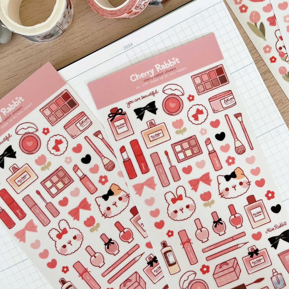 Cherry Rabbit - Miss Rabbit Makeup Sticker Sheet