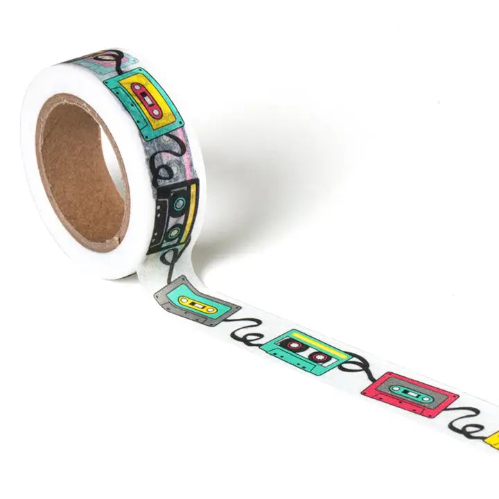 Pattern of retro cassette tapes.

Each roll is 15mm X 10m
Acid-free
Original Smarty Pants design
Individually shrink wrapped
Kraft label on top displays pattern of tape
White label on bottom with product information