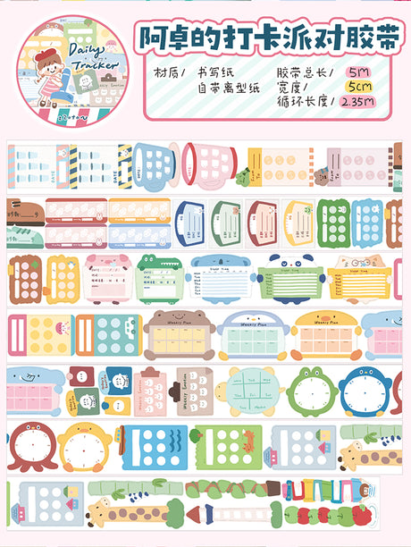 Molinta - Daily Tracker Washi Sticker Roll Sticky