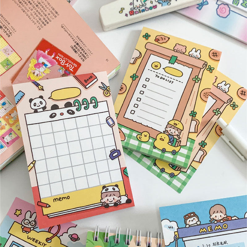 Molinta - Duck Bread A7 Memo Pad

&nbsp;Inspired by cute ducks and warm, fluffy bread, this memo pad adds a playful, cozy touch to planners, scrapbooks, letters, and everyday notes.

Specifications: 80mmx120mm
Material: 100g white kraft paper
Number of pages: 50
Includes 1 pattern