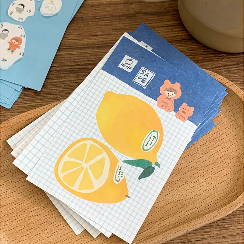 Molinta - Fresh Lemon A7 Memo Pad

Enjoy 20 sheets of this lemon inspired memo pad to your writing experience!

Specifications: 80mmx120mm
Material: 120g white kraft paper
Number of pages: 20
