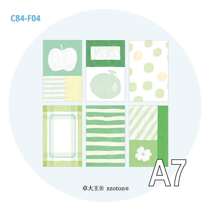 Molinta - Green Story A7 Memo Sheets

Enjoy these cute memo sheets with 6 different patterns front and back! 4 pages of each pattern.

Specifications: 80mmx120mm
Material: 120g cotton paper

Number of pages: 24