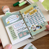 Molinta - Imagine Yourself in Gray-Green M5 Memo Pad

Enjoy this cute memo pad with 6 different patterns front and back! 4 pages of each pattern.

Specifications: 67mmx105mm
Material: 120g cotton paper

Number of pages: 24