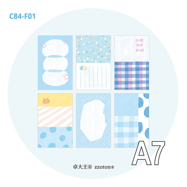 Molinta - Quiet Blues A7 Memo Sheets

Enjoy these cute memo sheets with 6 different patterns front and back! 4 pages of each pattern.

Specifications: 80mmx120mm
Material: 120g cotton paper

Number of pages: 24