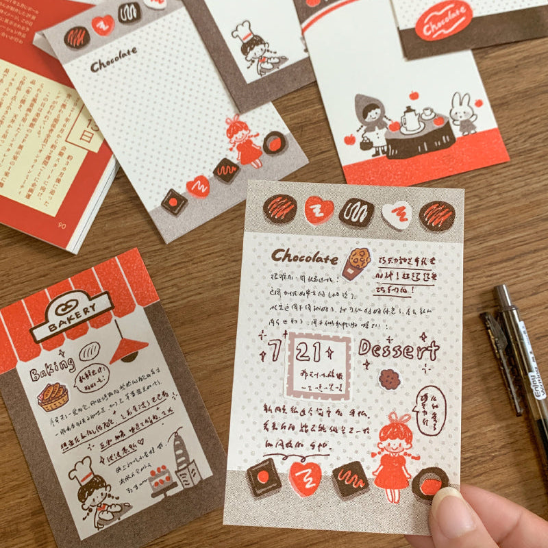 Molinta - Red and Brown M5 Memo Pad

This includes 4 different designs that were created through a risograph printing process to achieve a nostalgic feel where the colors vary in depth and the images on each sheet will have slight color registration deviations which is the unique feature of RISO printing.

Specifications: 80mmx120mm
Material: 100g cotton paper

Number of pages: 16