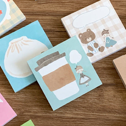 Molinta - Coffee Sticky Notes

Take notes or decorate your planner with this cute sticky note set! Perfect for jotting quick reminders, marking pages, or decorating your journal, this petite sticky note pad brings adorable vibes to your everyday stationery routine.

With 14 different designs you can pick your favorites or collect them all!

50mm x 50mm (Approx 2in x 2in)
120g white kraft paper
50 pages

Includes 1 pattern