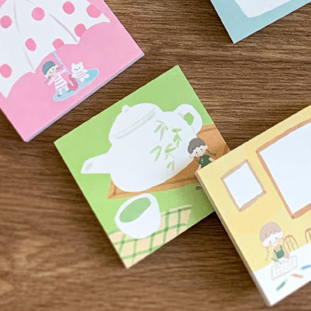 Molinta - Tea Tasting Sticky Notes

Take notes or decorate your planner with this cute sticky note set! Perfect for jotting quick reminders, marking pages, or decorating your journal, this petite sticky note pad brings adorable vibes to your everyday stationery routine.

With 12 different designs to choose from, you can pick your favorites or collect the whole set.

50mm x 50mm (Approx 2in x 2in)
120g white kraft paper
50 pages

Includes 1 pattern