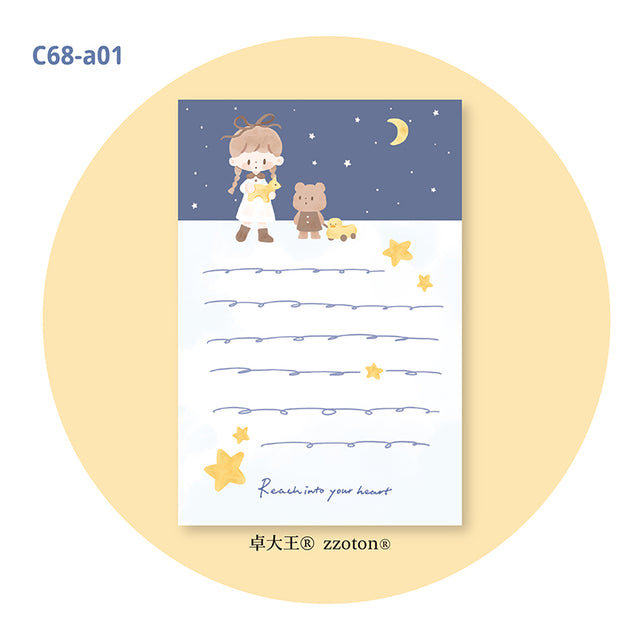 Molinta - Under the Moon A7 Notepad

Enjoy 50 sheets of this adorable design of stars and moonlight in a notepad! It can be personalized with hole punches to add to your binder or be pasted in your notebook to brighten up your pages.

Specifications: 80mmx120mm
Material: 100g white kraft paper
Number of pages: 50