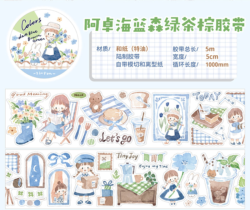 Molinta Colors: Dark Blue, Brown, and Green Washi Tape