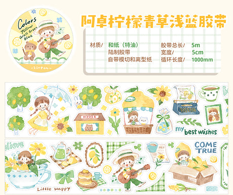 Molinta Colors: Yellow, Grass Green, and Blue Washi Tape