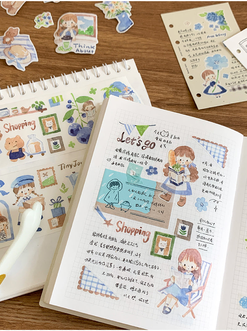 Molinta Dark Blue, Brown, and Green Washi Tape 2 Kiss Cut Washi zzoton Molinta Washi Tape Journaling