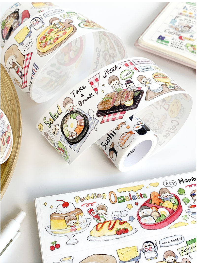 Molinta Delicious World Washi Tapes Sticker Roll Release Paper Journaling Food addicts