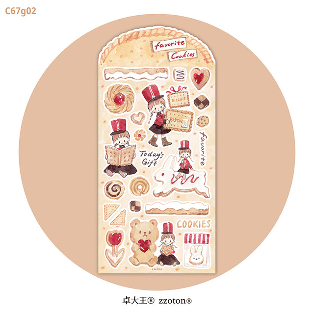 Featuring an adorable collection of cookie themed illustrations, this sticker sheet adds a warm, whimsical touch to planners, cards, photo albums, and creative projects. Each design is printed on durable writing paper with vibrant colors for easy decoration!