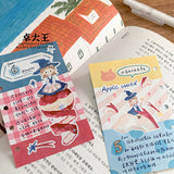 Featuring an adorable collection of enchanting illustrations in the world of apples, this sticker sheet adds a magical, whimsical touch to planners, cards, photo albums, and creative projects. Each design is printed on durable writing paper with vibrant colors for easy decoration!