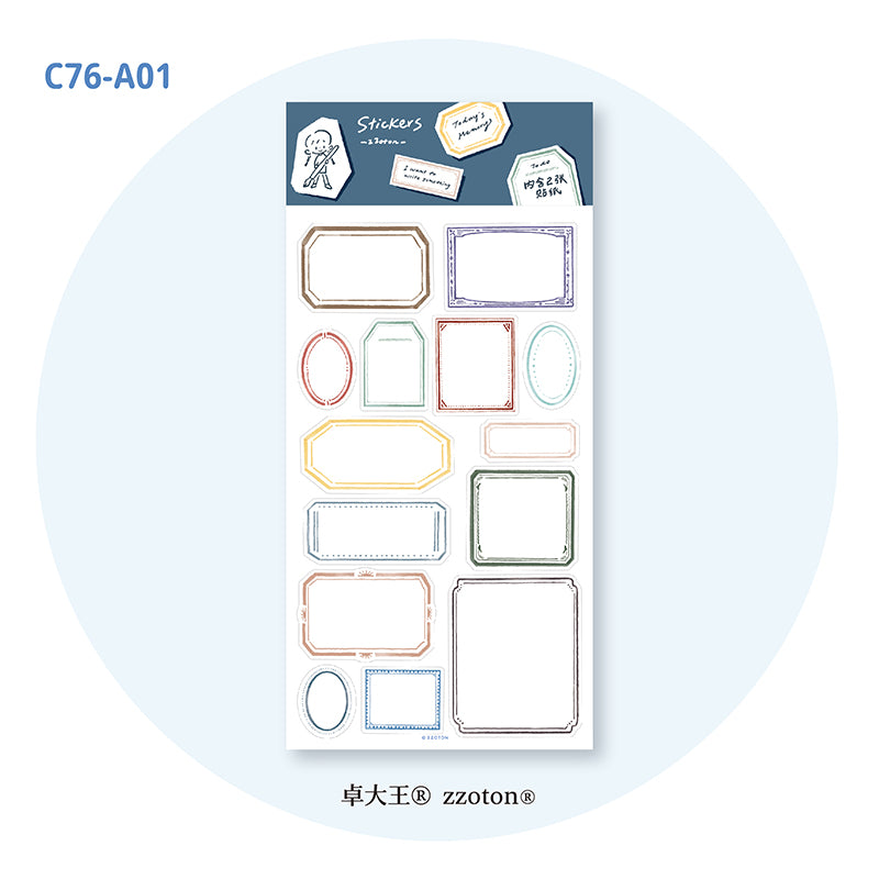 Featuring an adorable collection of different framing illustrations, this sticker sheet adds a personal, whimsical touch to planners, cards, photo albums, and creative projects. Each design is printed on durable kraft paper to incorporate your own little touches of writing!