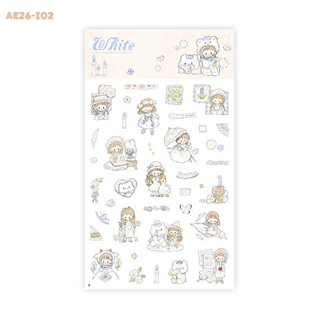 Molinta Sticker Sheet - White

Celebrate your love for the color white with this charming Molinta sticker sheet. Featuring adorable illustrations in Molinta’s signature whimsical style, these stickers are perfect for decorating planners, journals, scrapbooks, and happy mail.

105x148mm
Material: Japanese Paper
Includes 2 sticker sheets
