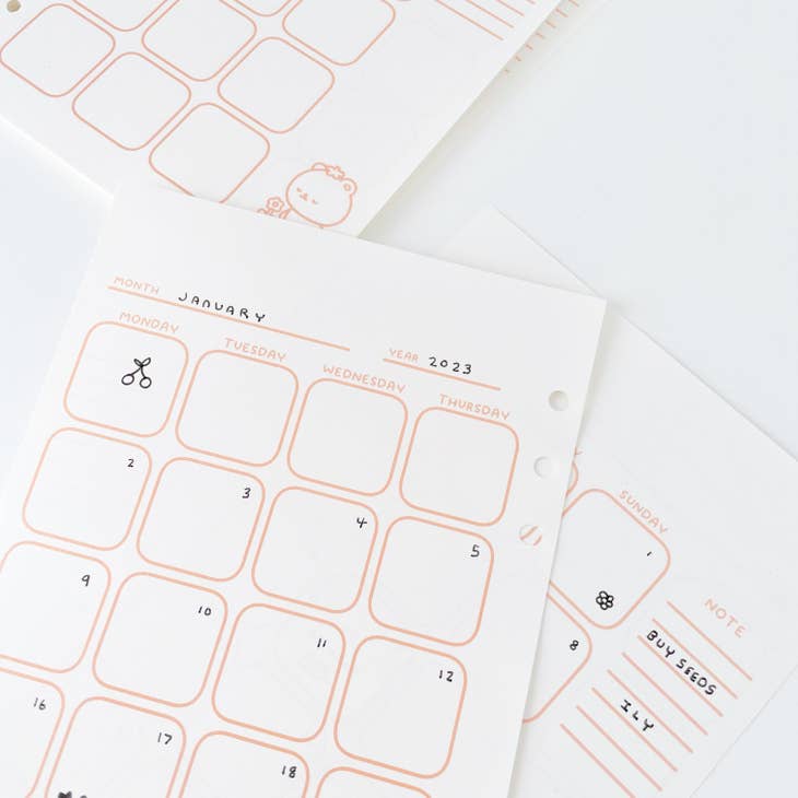 A5 Refill - Monthly Planner Inserts
