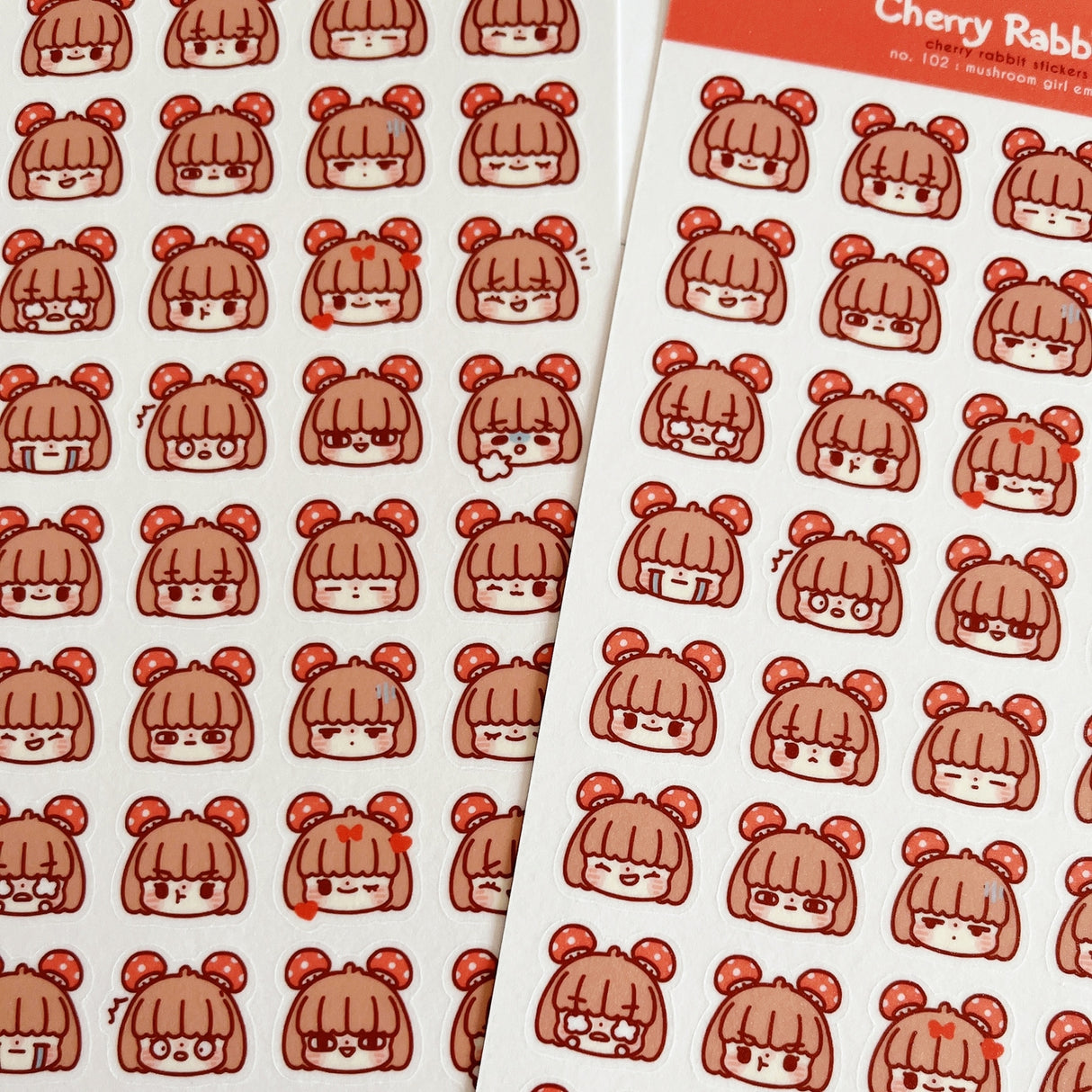 Cherry Rabbit - Mushroom Girl Emojis Sticker Sheet
