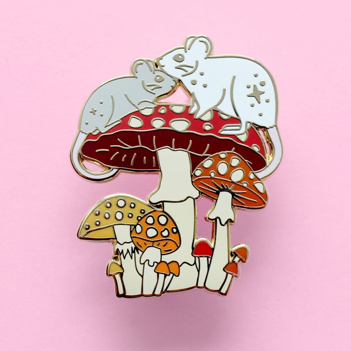 Glitter Punk - Mushroom Mice Enamel Pin – Autumn Fall Collection