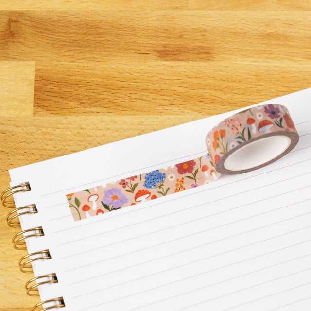 Mushroom Meadows Washi Tape

Our washi tape is made for paper lovers, pen pals, and anyone who gets butterflies in the stationery aisle. Perfect for journaling, scrapbooking, decorating envelopes, or adding a personal touch to planners and calendars. It's gentle on paper, easy to tear by hand, and removable without leaving residue, so you can rearrange, redo, and re-stick as needed.

Design Features:&nbsp;

Each roll measures 15mm wide on a 10m roll
Full color repeating pattern
Washi tape dispenser packagin