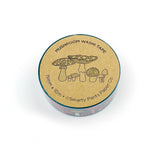 Mushroom pattern washi tape.

Each roll is 15mm X 10m
Acid-free
Original Smarty Pants design
Individually shrink wrapped
Kraft label on top displays pattern of tape
White label on bottom with product information