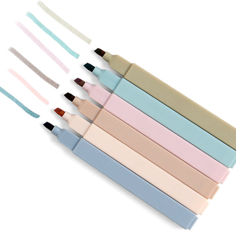 Keep things calm, clean, and color-coded with the Muted Highlighter Set. This set of 6 soft-toned markers brings a subtle, sophisticated touch to your notes, planners, and journals. Each highlighter features a chisel tip for versatile use—perfect for highlighting key points or creating gentle headers without the visual clutter. Packaged in a modern, minimalist case, these highlighters are great for students, teachers, professionals, and anyone who prefers a quieter palette. A stylish and functional gift for